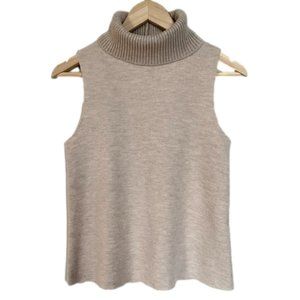 Zara Sleeveless Turtleneck Oatmeal Cream Colour Neutral Soft Minimalist Sz Small